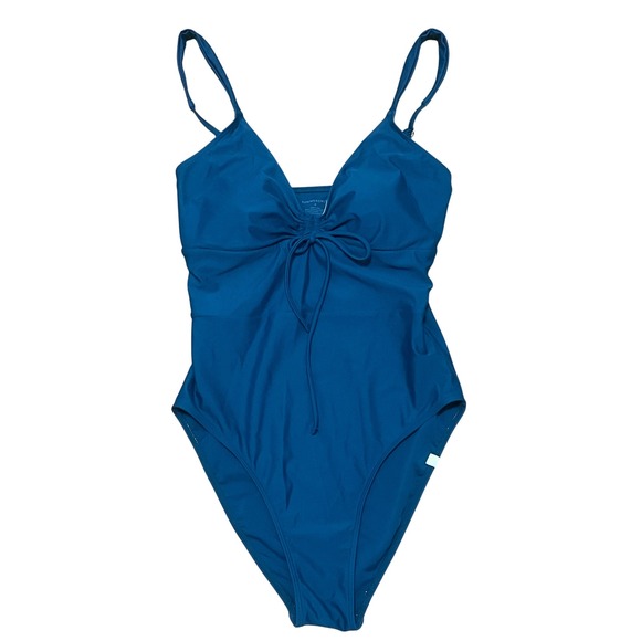 Summersalt Womens 8 Cinched One Piece Swimsuit Seaweed Blue Tie Front Adjustable - Picture 1 of 7